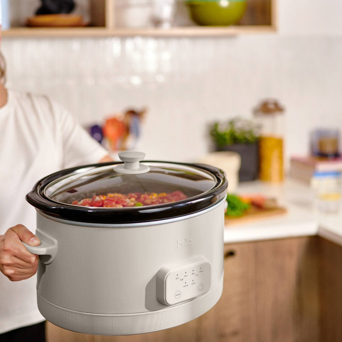 bella 6qt Programmable Slow Cooker Oatmilk: bella Housewares, 3 Settings, Removable Stoneware, Dishwasher-Safe, 260W