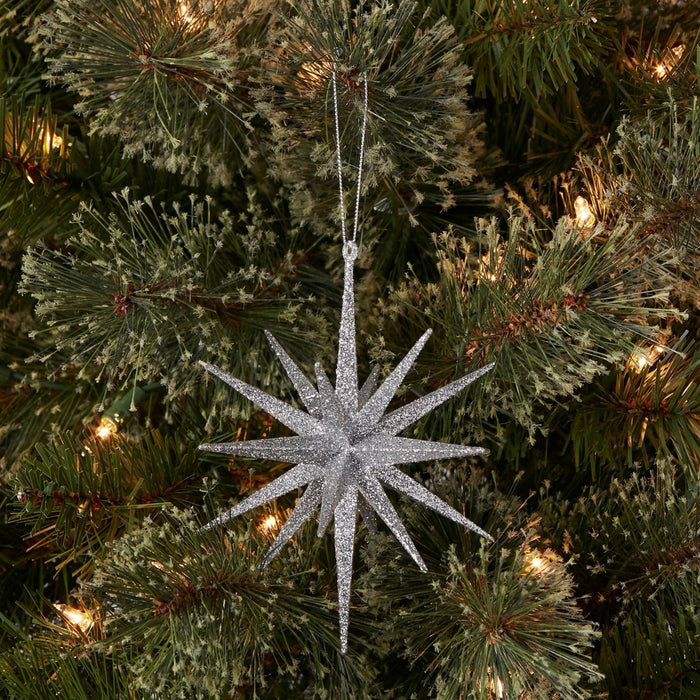 Plastic Spike Starburst Christmas Tree Ornament Silver - Wondershop: Indoor, 6" Height