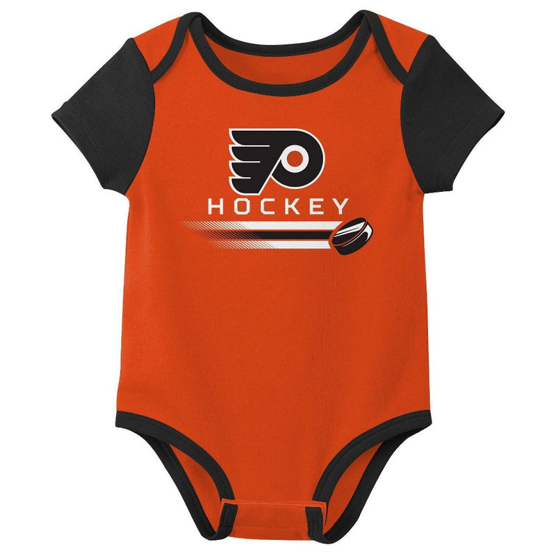 NHL Philadelphia Flyers Boys' 3pk Bodysuit - 3-6M