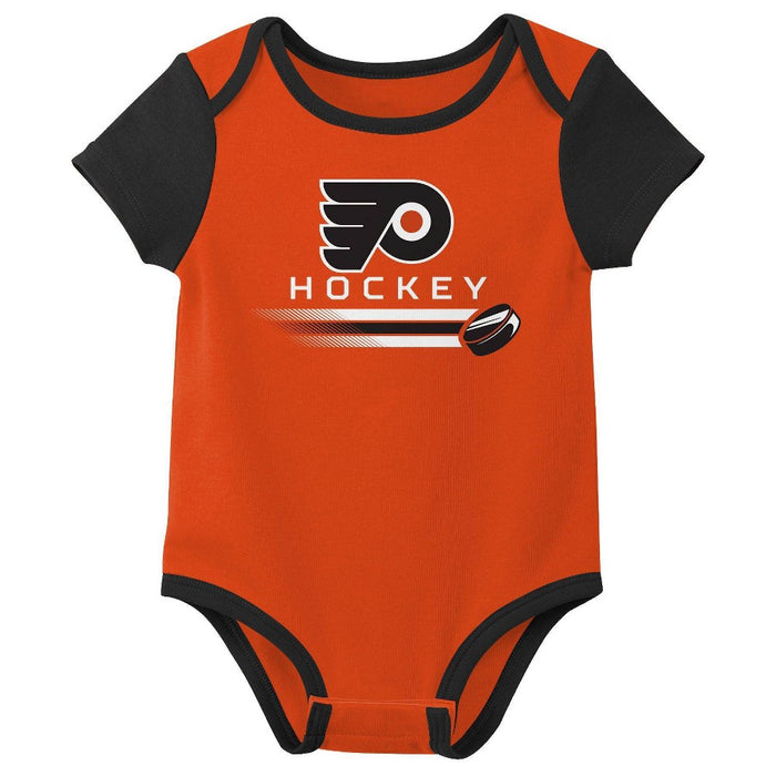 NHL Philadelphia Flyers Boys' 3pk Bodysuit - 3-6M