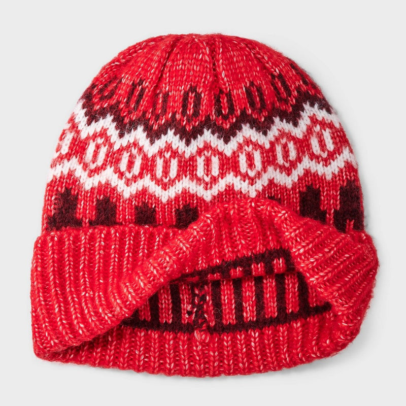Recycled Polyester Fair Isle Beanie - Universal Thread Red