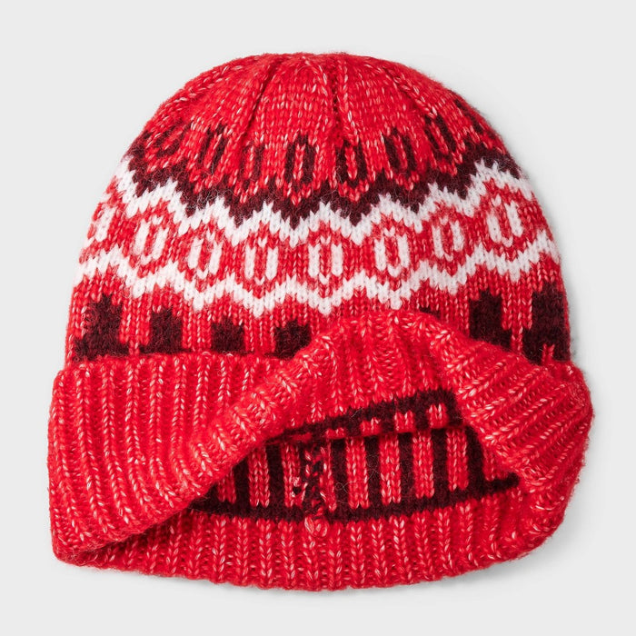 Recycled Polyester Fair Isle Beanie - Universal Thread Red