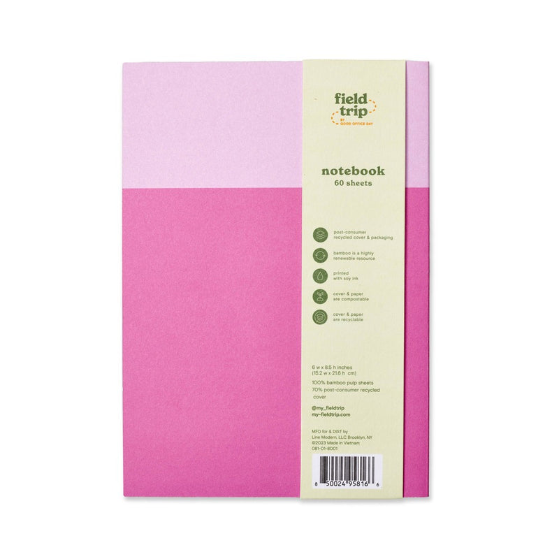Field Trip 60pg 6"x8.5" Ruled Notebook Meanwhile on Earth Pink