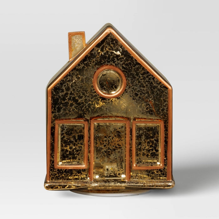 Lit Mercury Style Glass House Christmas Figurine - Wondershop Gold