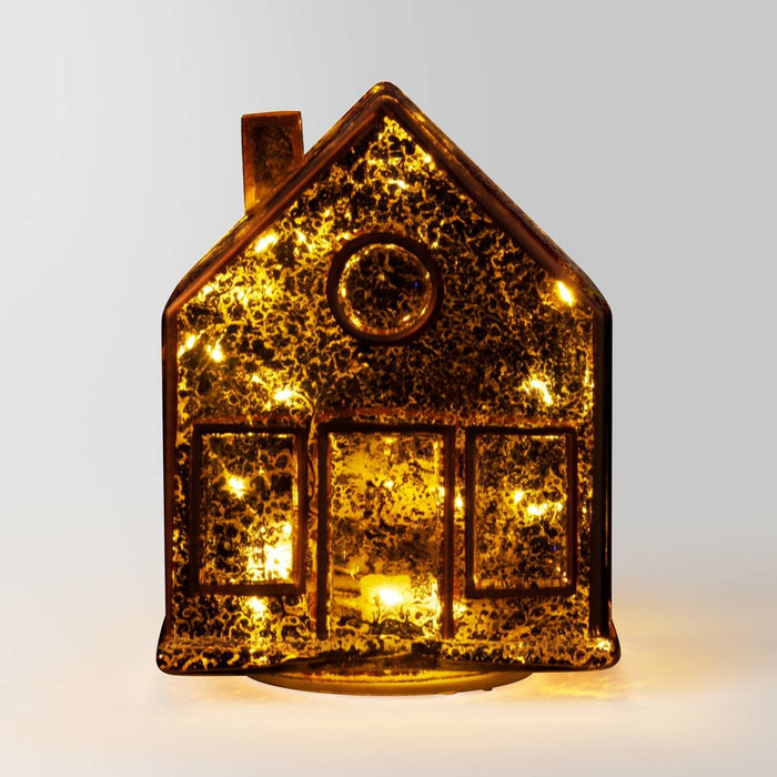 Lit Mercury Style Glass House Christmas Figurine - Wondershop Gold