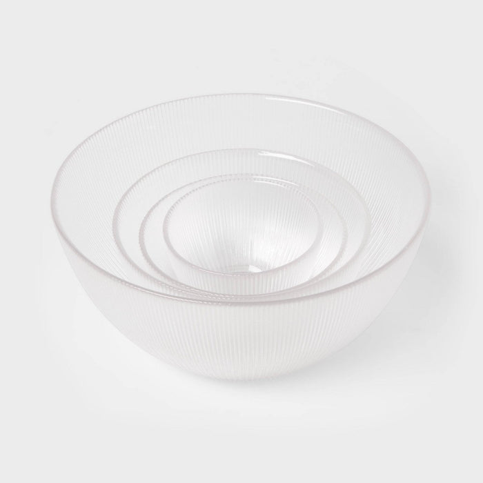 4pc Ribbed Glass Bowl Set Clear - Threshold: Dishwasher-Safe Serving Bowls, Lead-Free, 72.7oz & 22oz Capacity