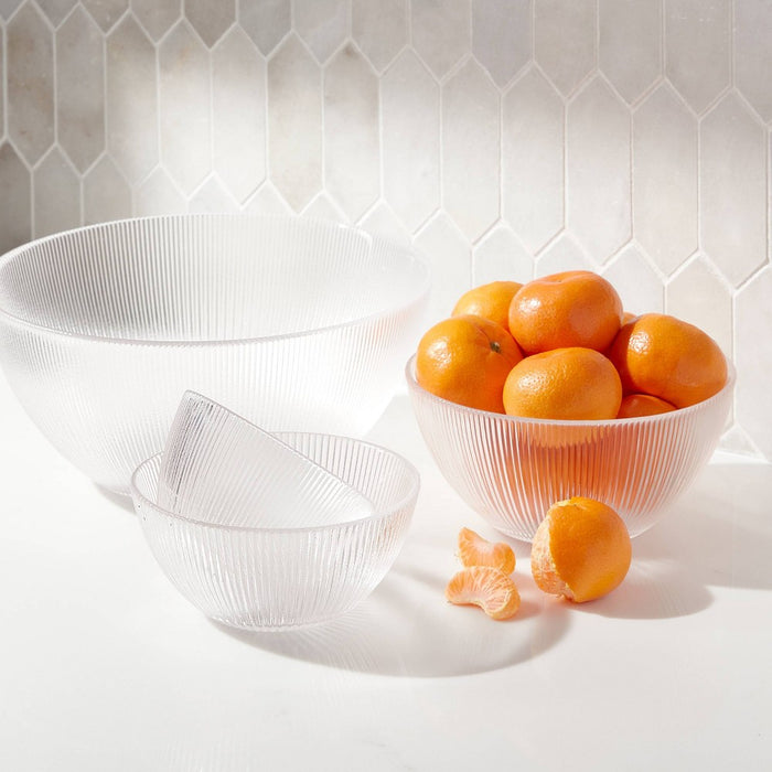 4pc Ribbed Glass Bowl Set Clear - Threshold: Dishwasher-Safe Serving Bowls, Lead-Free, 72.7oz & 22oz Capacity