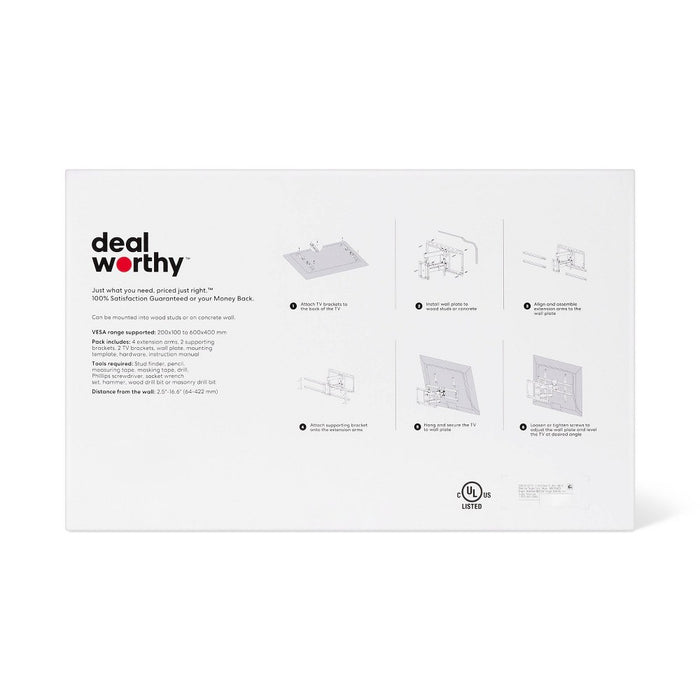 Full Motion 40" - 90" TV Mount - dealworthy