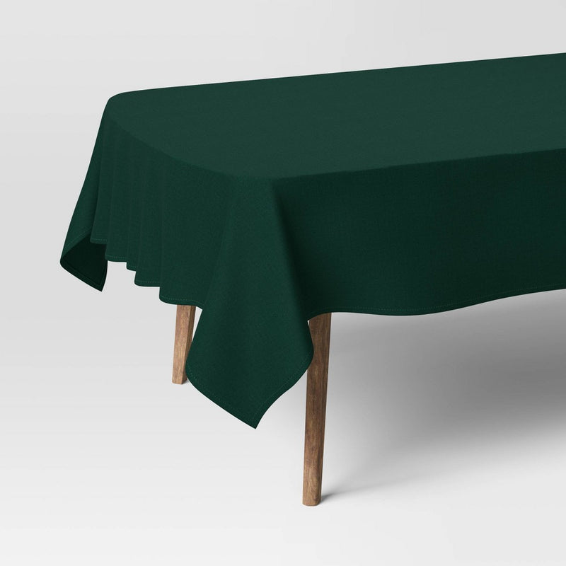 104"x60" Solid Tablecloth Green - Threshold: Modern Rectangle, Cotton & Linen, Machine Washable, OEKO-TEX Certified