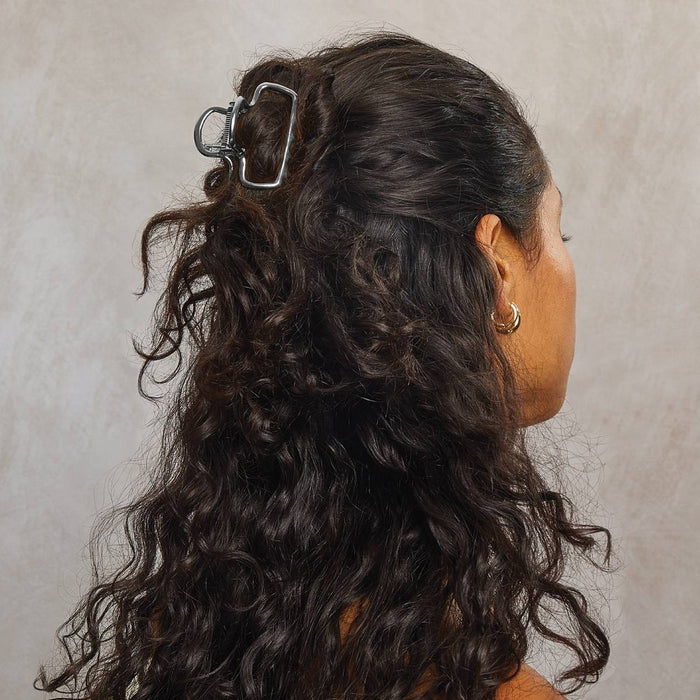 Kitsch Metal Medium Open Shape Puffy Claw Clip - Hematite