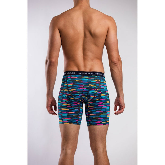 Pair of Thieves Men's Super Fit Solid/Striped Boxer Briefs 2pk - Black/Navy Blue/Light Blue M