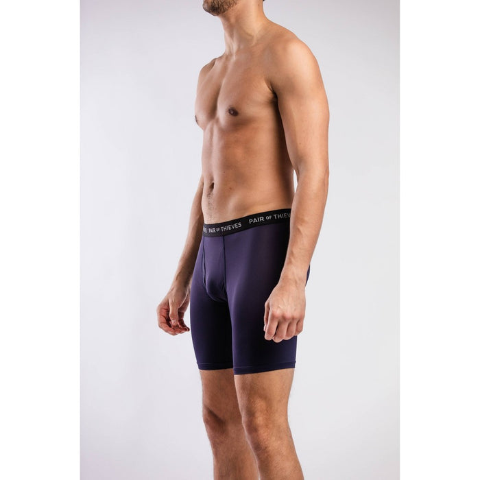 Pair of Thieves Men's Super Fit Solid/Striped Boxer Briefs 2pk - Black/Navy Blue/Light Blue M