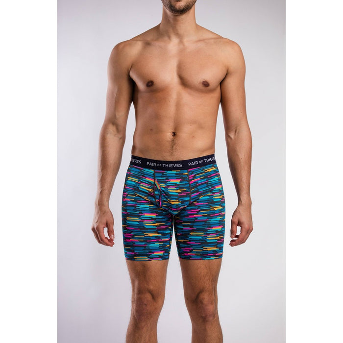 Pair of Thieves Men's Super Fit Solid/Striped Boxer Briefs 2pk - Black/Navy Blue/Light Blue M