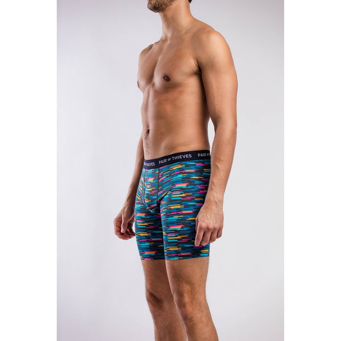 Pair of Thieves Men's Super Fit Solid/Striped Boxer Briefs 2pk - Black/Navy Blue/Light Blue M