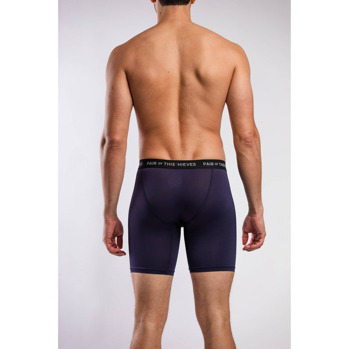 Pair of Thieves Men's Super Fit Solid/Striped Boxer Briefs 2pk - Black/Navy Blue/Light Blue M