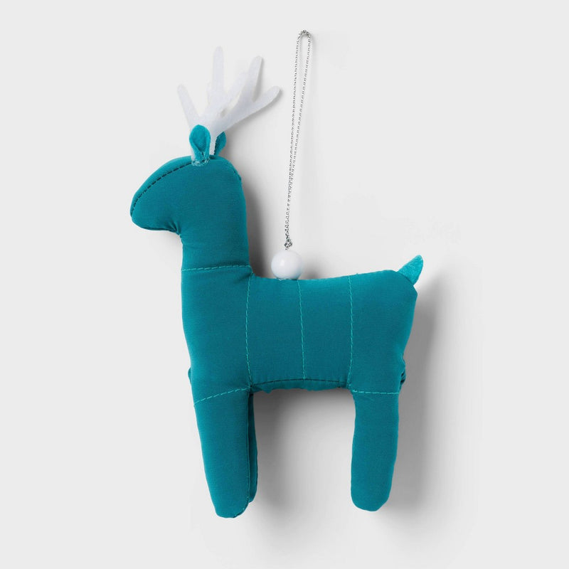 Fabric Puffer Deer Christmas Tree Ornament Blue - Wondershop