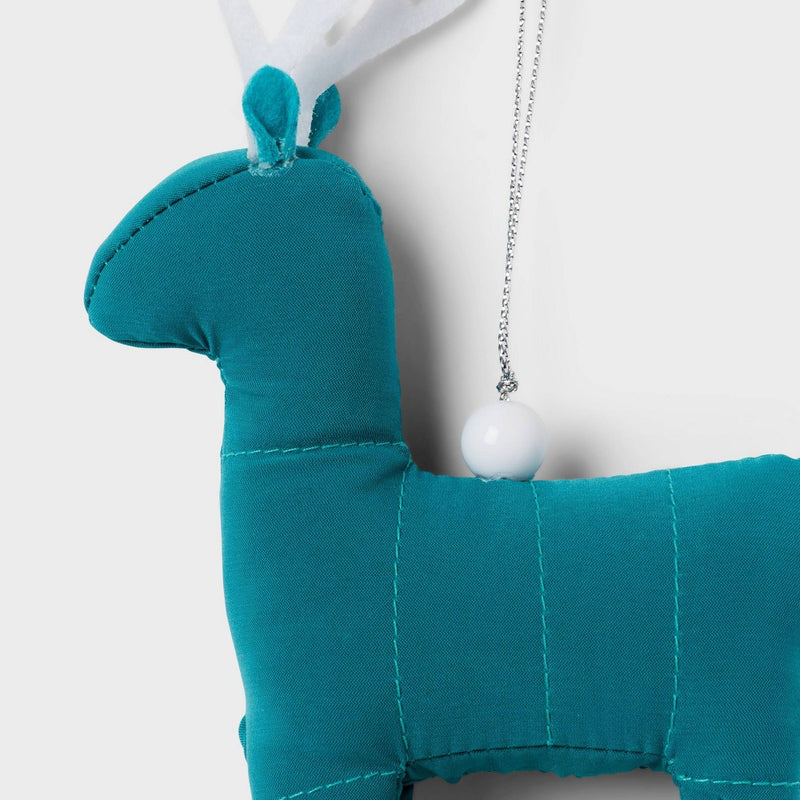 Fabric Puffer Deer Christmas Tree Ornament Blue - Wondershop