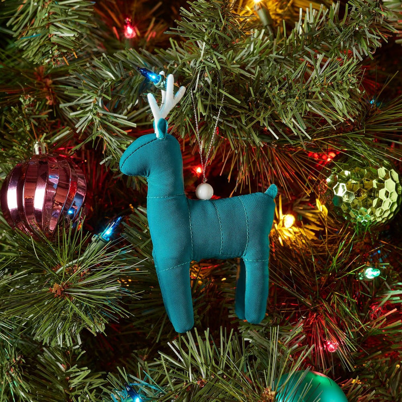 Fabric Puffer Deer Christmas Tree Ornament Blue - Wondershop