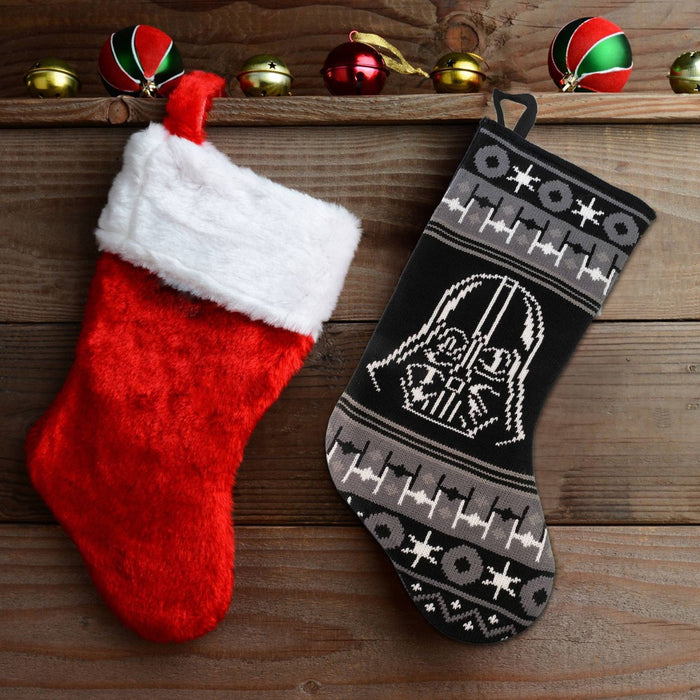 19" Star Wars Darth Vader Knit Christmas Stocking Black: Polyester Holiday Decor