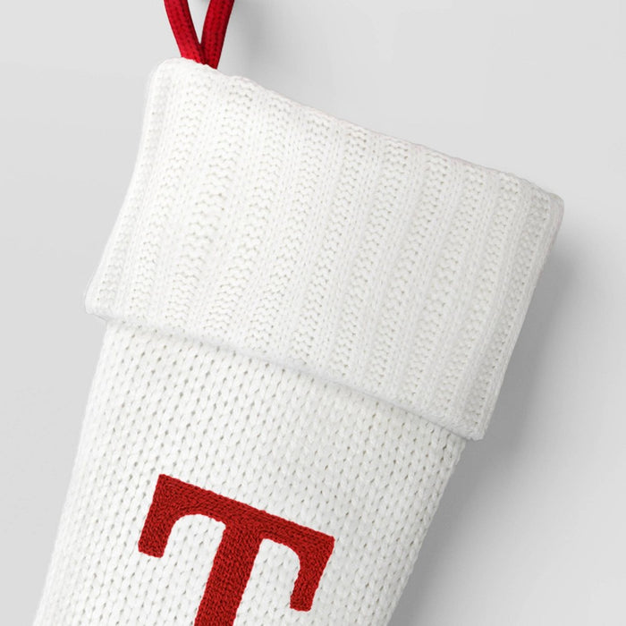 Knit Monogram Christmas Stocking White T - Wondershop