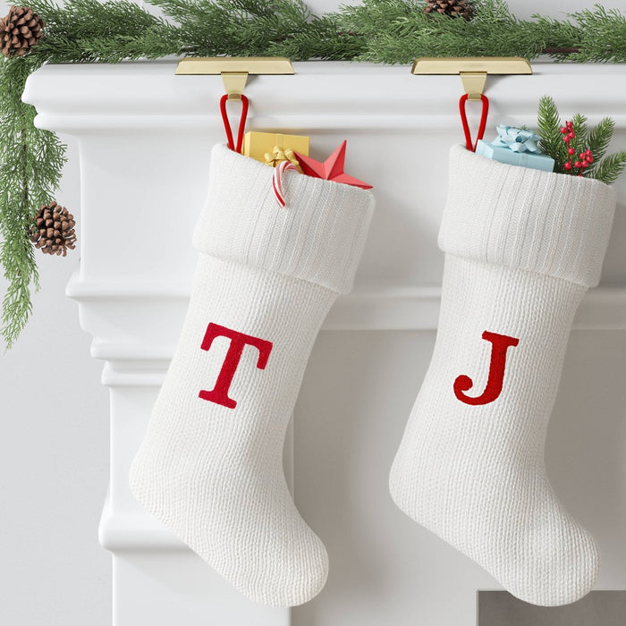 Knit Monogram Christmas Stocking White T - Wondershop