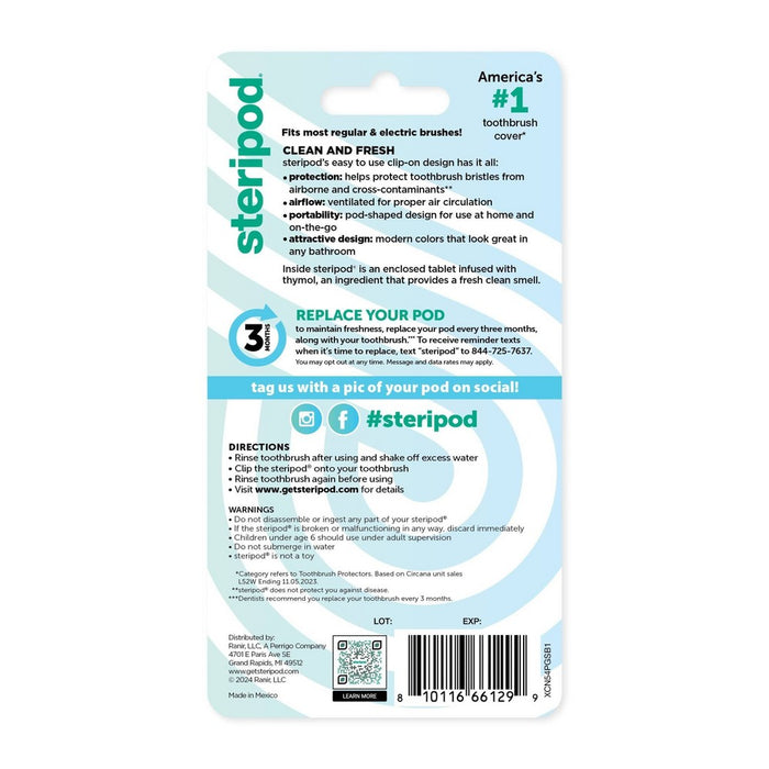 Steripod Toothbrush Protec Cover - Trial Size - 2ct
