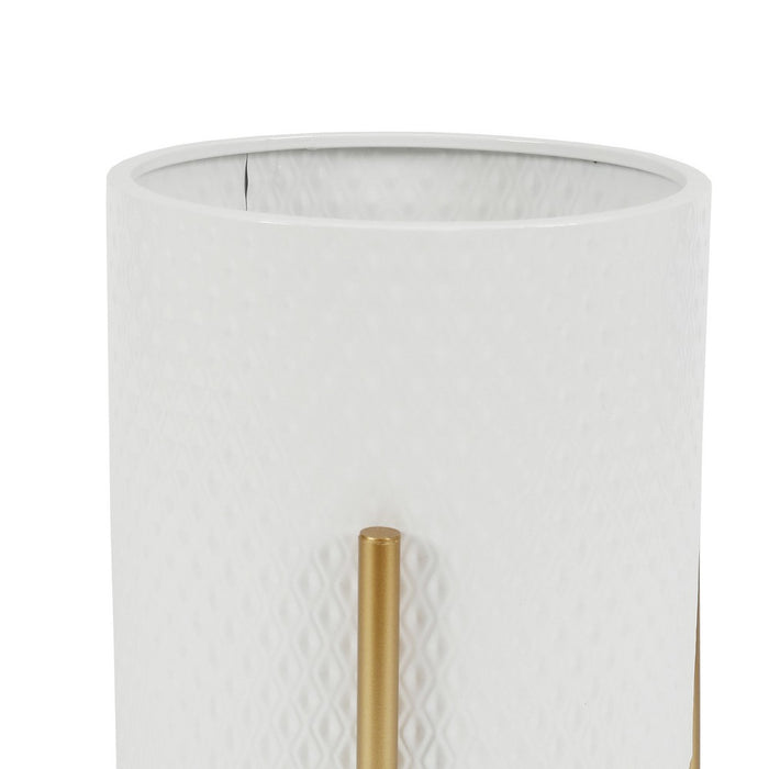 LuxenHome White Metal Cachepot Planters Set with Gold Stands
