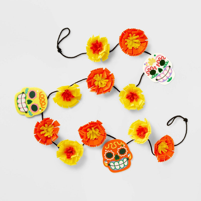 6' Dia de Muertos Felt Flower Garland