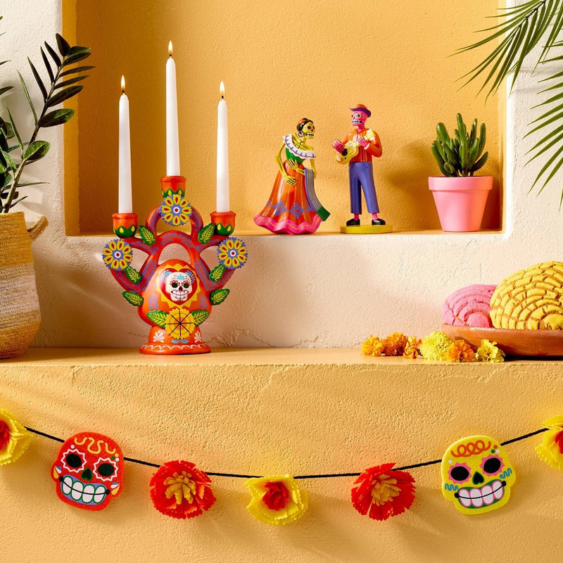6' Dia de Muertos Felt Flower Garland