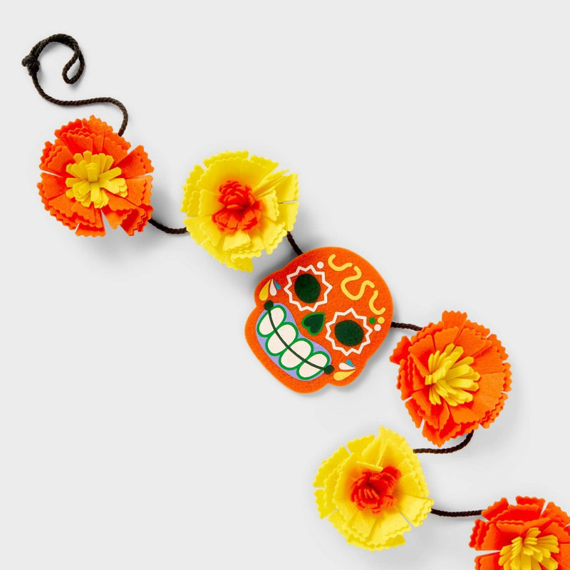 6' Dia de Muertos Felt Flower Garland