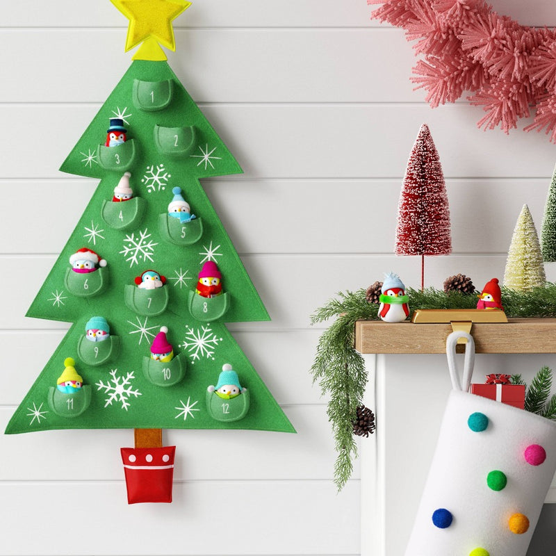 31" Featherly Friends Christmas Tree Hanging Fabric Countdown Calendar Green - Wondershop: Wall Decor, Polyester