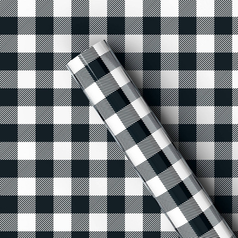 220 sq ft Buffalo Plaid Christmas Gift Wrap Black/White - Wondershop: 66" x 40" (LOCAL PICKUP ONLY)
