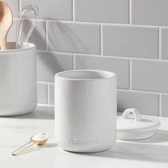 44oz Stoneware Hand Lettered Azúcar Canister - Threshold