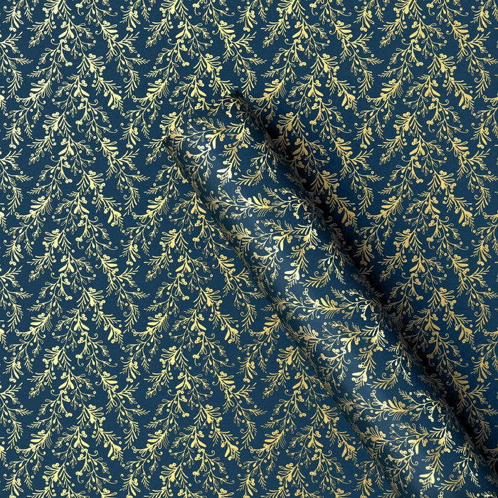 25 sq ft Greenery Christmas Gift Wrap Navy - Wondershop