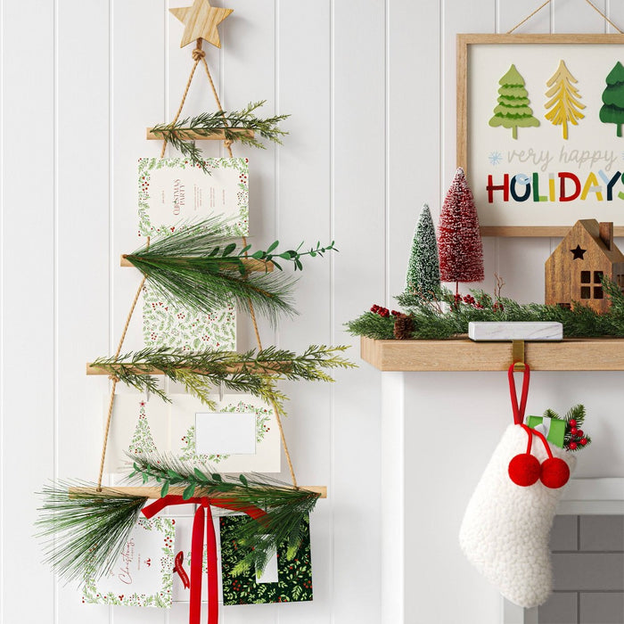 36" Faux Greenery Tree Hanging Christmas Card Holder - Wondershop
