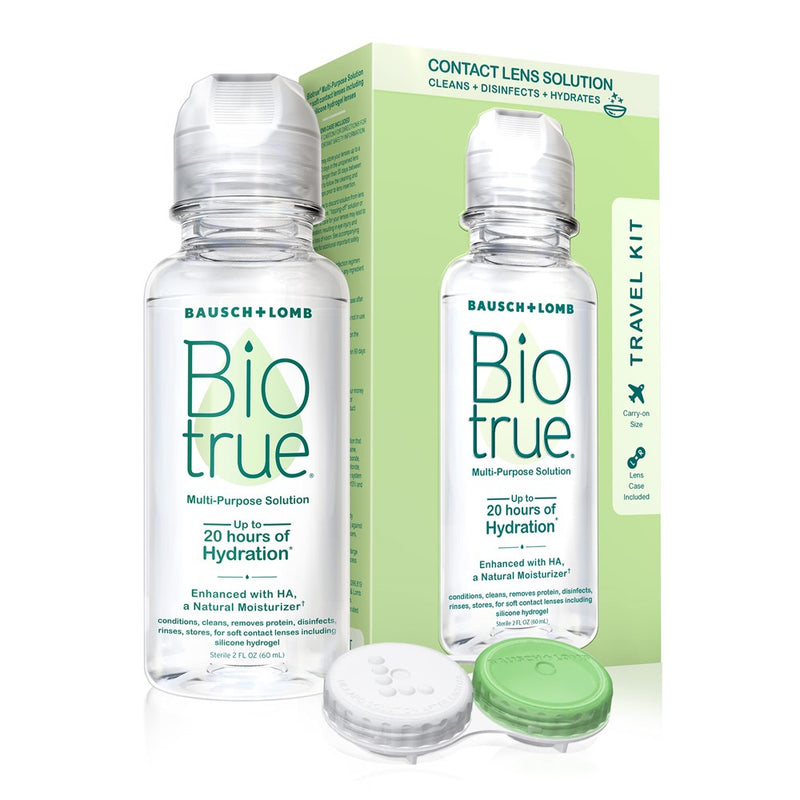 Biotrue Contact Lens Solution, Multi-Purpose Solution For Soft Contact Lenses, Lens Case Included, 2 FL OZ