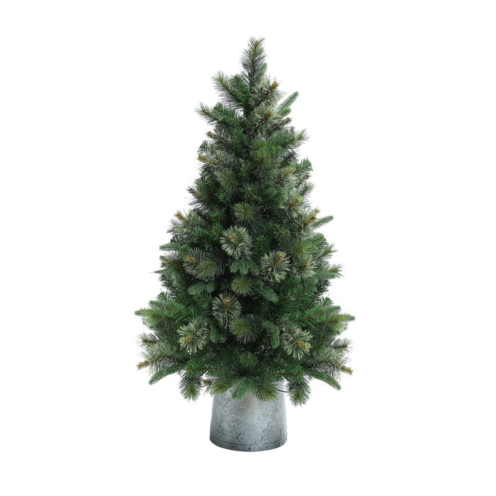 LuxenHome 4' Pre-Lit Artificial Christmas Pine Tree with Metal Pot Green (LOCAL PICKUP ONLY)