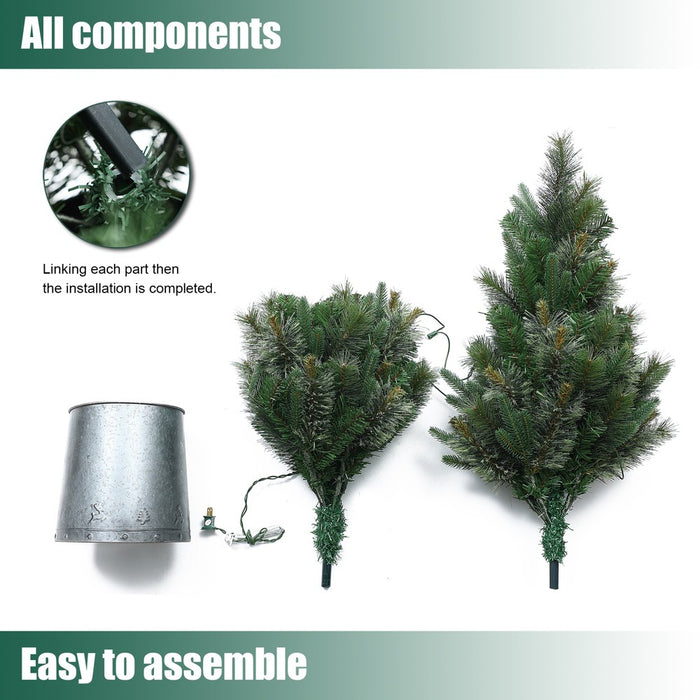LuxenHome 4' Pre-Lit Artificial Christmas Pine Tree with Metal Pot Green (LOCAL PICKUP ONLY)