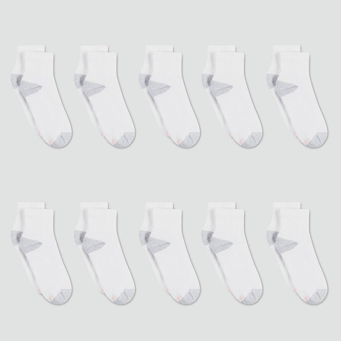 Hanes Women's Cushioned 10pk Ankle Socks - White 5-9