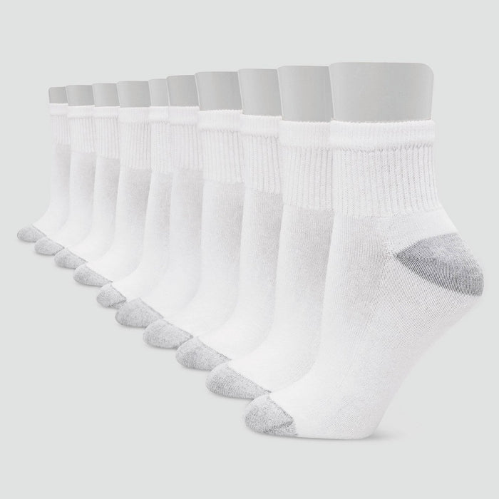 Hanes Women's Cushioned 10pk Ankle Socks - White 5-9
