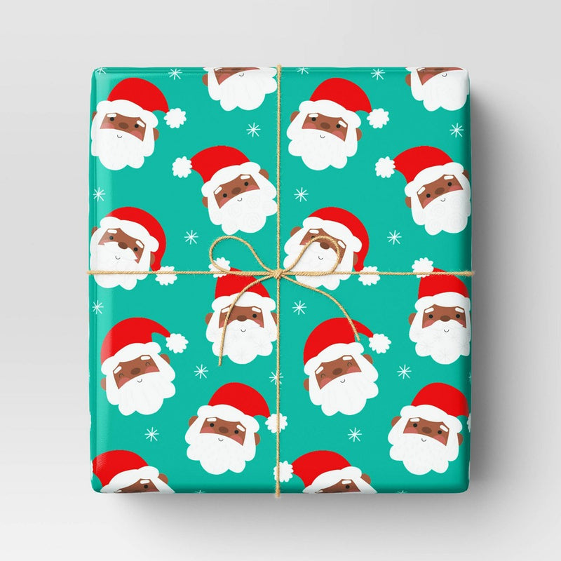 220 sq ft Santa Faces Christmas Gift Wrap Green - Wondershop (LOCAL PICKUP ONLY)