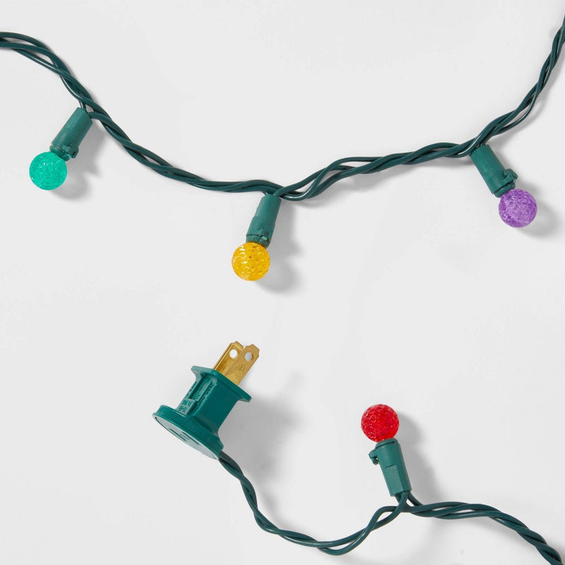 60ct LED Faceted Sphere Christmas String Lights Multicolor with Green Wire - Wondershop