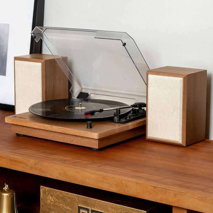 Victrola The Kingfield Bluetooth Record Player Shelf System w/Bookshelf Speakers