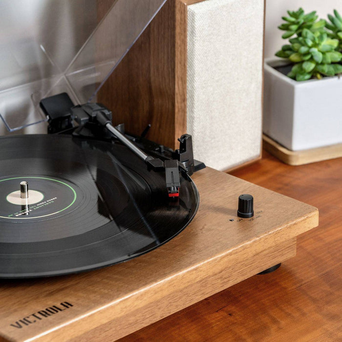 Victrola The Kingfield Bluetooth Record Player Shelf System w/Bookshelf Speakers