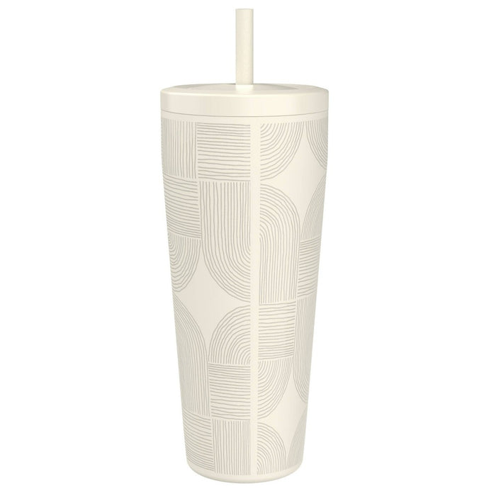 Zak Designs 30 fl oz Stainless Steel Lines Straw Tumbler Cream