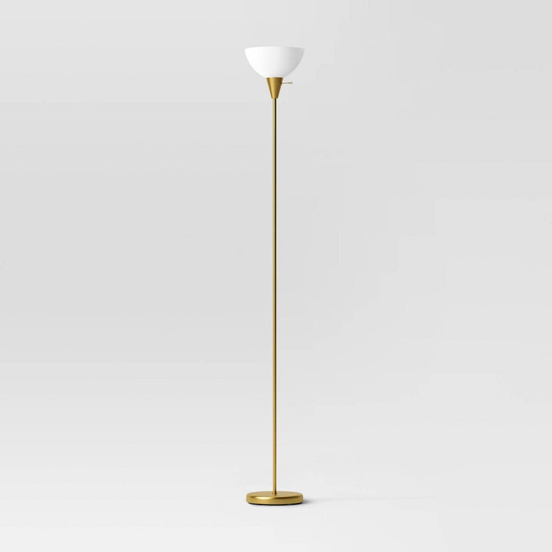 Torchiere Floor Lamp Gold - Room Essentials: Modern Standing Light, Painted Metal with Plastic Shade