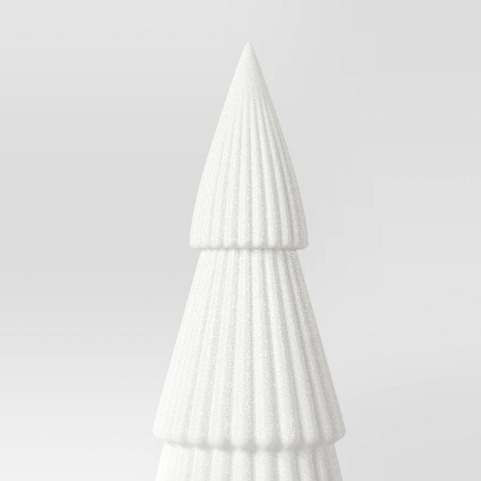 28" Glittered Christmas Tree Sculpture - Wondershop White
