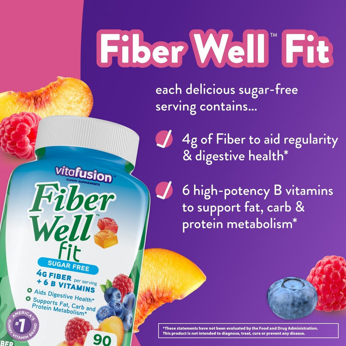 Vitafusion Fiber - Well Fiber Supplement and B Vitamin Gummies - 90ct