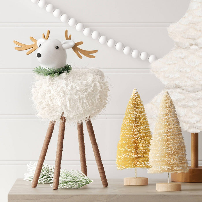 Fabric Deer Christmas Animal Figurine - Wondershop White