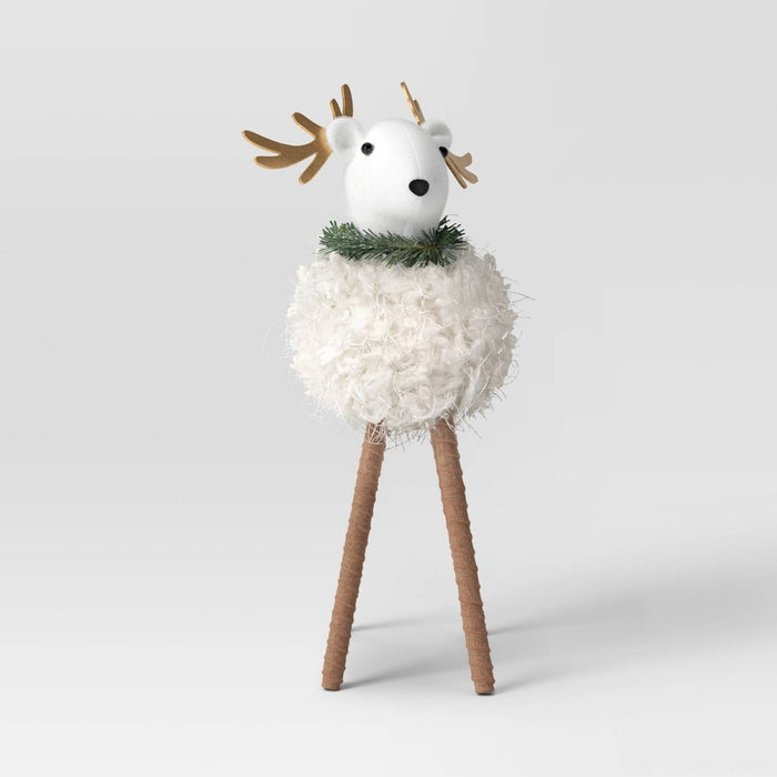 Fabric Deer Christmas Animal Figurine - Wondershop White